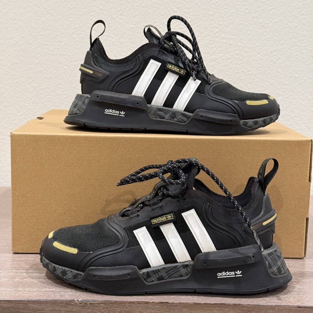 Adidas Originals NMD V3 Black White Gold Kids Running Shoes Sneakers
